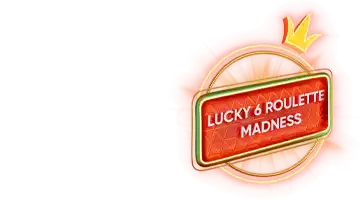 Значок с надписью Lucky 6 Roulette Madness, символизирующий промоакцию рулетки в Казино Shot.